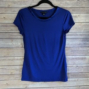 ☀Banana Republic Basic Blue Top Faux Silk Neckline